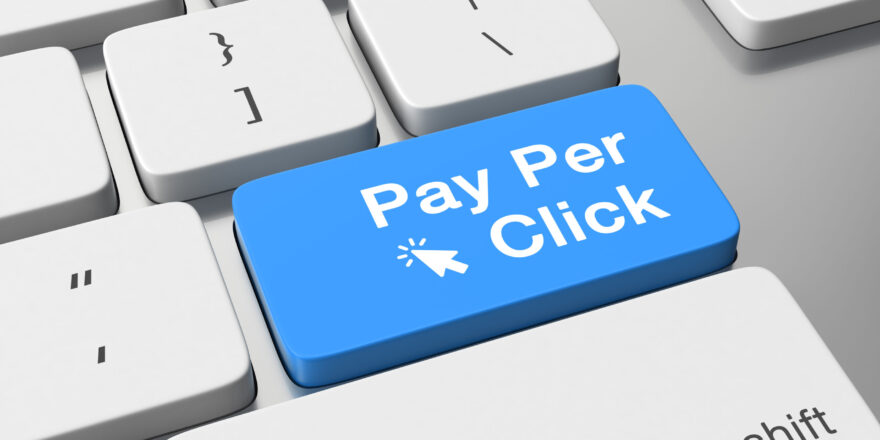 Pay Per Click text on keyboard button